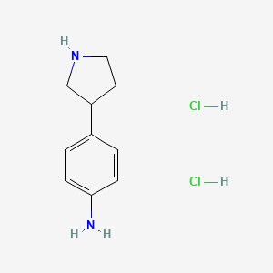 molecular formula C10H16Cl2N2 B8191692 4-Pyrrolidin-3-yl-phenylamine dihydrochloride 
