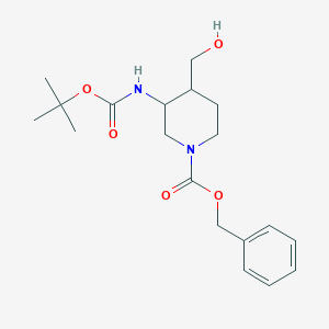 molecular formula C19H28N2O5 B8191751 3-tert-Butoxycarbonylamino-4-hydroxymethyl-piperidine-1-carboxylic acid benzyl ester 