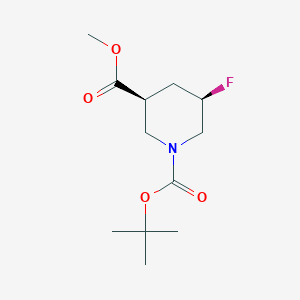 molecular formula C12H20FNO4 B8191781 cis-5-Fluoro-piperidine-1,3-dicarboxylic acid 1-tert-butyl ester 3-methyl ester 