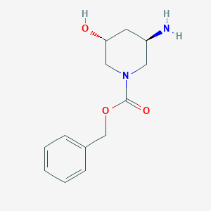 molecular formula C13H18N2O3 B8191794 (3r,5r)-3-Amino-5-hydroxy-piperidine-1-carboxylic acid benzyl ester 