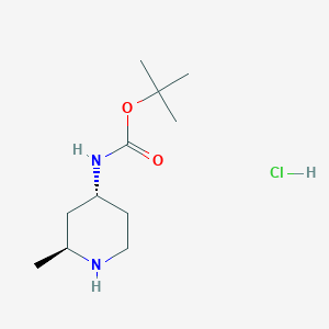molecular formula C11H23ClN2O2 B8191801 (2S,4R)-(2-Methyl-piperidin-4-yl)-carbamic acid tert-butyl ester hydrochloride 