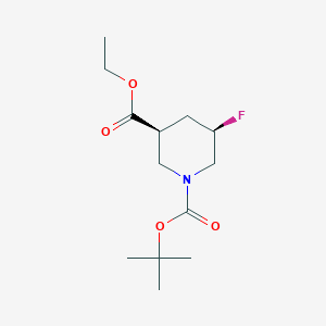molecular formula C13H22FNO4 B8191829 cis-5-Fluoro-piperidine-1,3-dicarboxylic acid 1-tert-butyl ester 3-ethyl ester 