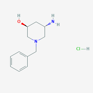 molecular formula C12H19ClN2O B8191852 (3S, 5S)-5-Amino-1-benzyl-piperidin-3-ol hydrochloride 