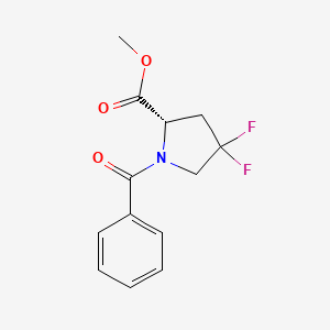 molecular formula C13H13F2NO3 B8191924 (S)-1-Benzoyl-4,4-difluoro-pyrrolidine-2-carboxylic acid methyl ester 