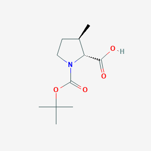 molecular formula C11H19NO4 B8192085 (2R,3R)-1-Boc-3-methyl-pyrrolidine-2-carboxylic acid 