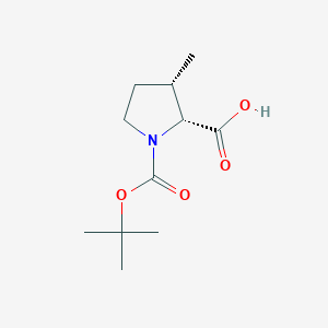 molecular formula C11H19NO4 B8192093 (3S)-1-(tert-butoxycarbonyl)-3-methyl-D-proline 