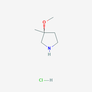molecular formula C6H14ClNO B8192132 (3R)-3-Methoxy-3-methyl-pyrrolidine hydrochloride 