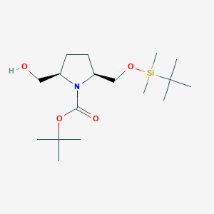 molecular formula C17H35NO4Si B8192159 cis-1-Boc-2-(tert-butyl-dimethyl-silanyloxymethyl)-5-hydroxymethyl-pyrrolidine 