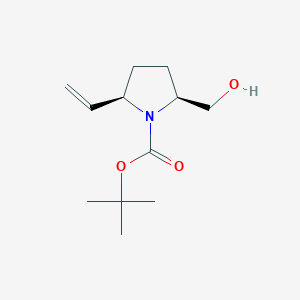 molecular formula C12H21NO3 B8192171 cis-1-Boc-2-hydroxymethyl-5-vinyl-pyrrolidine 