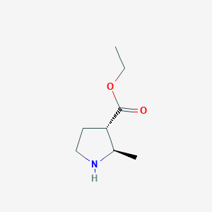 molecular formula C8H15NO2 B8192250 (2R,3S)-2-Methyl-pyrrolidine-3-carboxylic acid ethyl ester 
