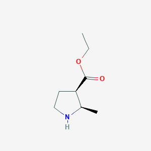 molecular formula C8H15NO2 B8192253 (2R,3R)-2-Methyl-pyrrolidine-3-carboxylic acid ethyl ester 
