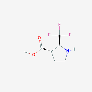 molecular formula C7H10F3NO2 B8192306 trans-2-Trifluoromethyl-pyrrolidine-3-carboxylic acid methyl ester 