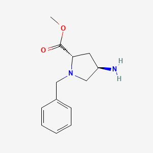 molecular formula C13H18N2O2 B8192313 (2S,4R)-4-Amino-1-benzyl-pyrrolidine-2-carboxylic acid methyl ester 