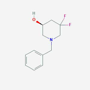 molecular formula C12H15F2NO B8192333 (S)-1-Benzyl-5,5-difluoro-piperidin-3-ol 