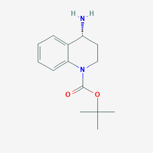 molecular formula C14H20N2O2 B8192413 (R)-4-Amino-3,4-dihydro-2H-quinoline-1-carboxylic acid tert-butyl ester 