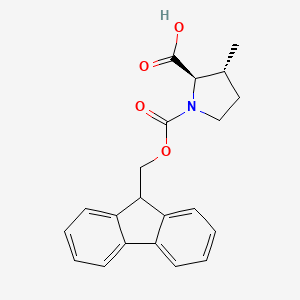 molecular formula C21H21NO4 B8192484 (2R,3R)-1-(((9H-Fluoren-9-yl)methoxy)carbonyl)-3-methylpyrrolidine-2-carboxylic acid 