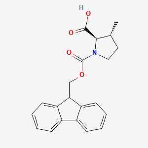 molecular formula C21H21NO4 B8192484 (2R,3R)-1-(9H-Fluoren-9-ylmethoxycarbonyl)-3-methyl-pyrrolidine-2-carboxylic acid 