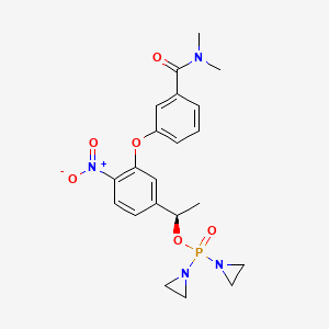 molecular formula C21H25N4O6P B8192640 Phosphinic acid, P,P-bis(1-aziridinyl)-, (1R)-1-(3-(3-((dimethylamino)carbonyl)phenoxy)-4-nitrophenyl)ethyl ester CAS No. 2097713-68-1