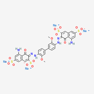 molecular formula C34H24N6Na4O16S4 B8193049 tetrasodium;(3E)-5-amino-3-[[4-[4-[(2Z)-2-(8-amino-1-oxo-3,6-disulfonatonaphthalen-2-ylidene)hydrazinyl]-3-methoxyphenyl]-2-methoxyphenyl]hydrazinylidene]-4-oxonaphthalene-2,7-disulfonate 
