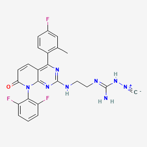 molecular formula C24H19F3N8O B8193247 2-[2-[[8-(2,6-Difluorophenyl)-4-(4-fluoro-2-methylphenyl)-7-oxopyrido[2,3-d]pyrimidin-2-yl]amino]ethyl]-1-isocyanoguanidine 