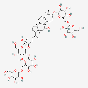 molecular formula C60H102O29 B8193282 2-[[6-[[17-[5-[4,5-dihydroxy-6-(hydroxymethyl)-3-[3,4,5-trihydroxy-6-[[3,4,5-trihydroxy-6-(hydroxymethyl)oxan-2-yl]oxymethyl]oxan-2-yl]oxyoxan-2-yl]oxy-6-hydroxy-6-methylheptan-2-yl]-11-hydroxy-4,4,9,13,14-pentamethyl-2,3,7,8,10,11,12,15,16,17-decahydro-1H-cyclopenta[a]phenanthren-3-yl]oxy]-3,4,5-trihydroxyoxan-2-yl]methoxy]-6-(hydroxymethyl)oxane-3,4,5-triol 
