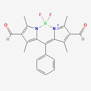molecular formula C21H19BF2N2O2 B8193354 5,5-Difluoro-1,3,7,9-tetramethyl-10-phenyl-5H-4l4,5l4-dipyrrolo[1,2-c:2',1'-f][1,3,2]diazaborinine-2,8-dicarbaldehyde 