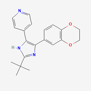 molecular formula C20H21N3O2 B8193384 4-(2-(tert-Butyl)-5-(2,3-dihydrobenzo[b][1,4]dioxin-6-yl)-1H-imidazol-4-yl)pyridine 