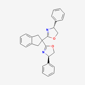 molecular formula C27H24N2O2 B8193410 (4R,4'R)-2,2'-(2,3-Dihydro-1H-indene-2,2-diyl)bis(4-phenyl-4,5-dihydrooxazole) 