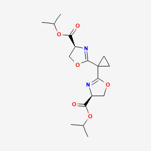 molecular formula C17H24N2O6 B8193438 (4S,4'S)-Diisopropyl 2,2'-(cyclopropane-1,1-diyl)bis(4,5-dihydrooxazole-4-carboxylate) 