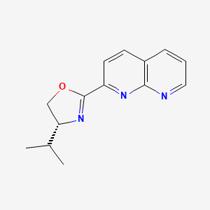 molecular formula C14H15N3O B8193526 (R)-4-Isopropyl-2-(1,8-naphthyridin-2-yl)-4,5-dihydrooxazole 
