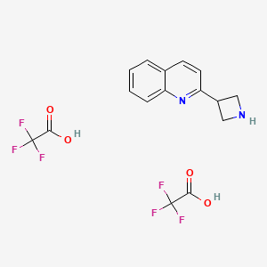 molecular formula C16H14F6N2O4 B8193533 2-(Azetidin-3-yl)quinoline bis(2,2,2-trifluoroacetate) 