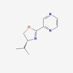molecular formula C10H13N3O B8193567 (R)-4-Isopropyl-2-(pyrazin-2-yl)-4,5-dihydrooxazole 