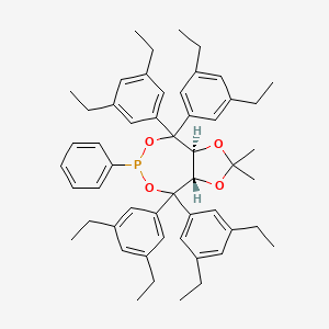 molecular formula C53H65O4P B8193570 (3aS,8aS)-(+)-4,4,8,8-Tetrakis(3,5-diethylphenyl)tetrahydro-2,2-dimethyl-6-phenyl-1,3-dioxolo[4,5-e]dioxaphosphepin 