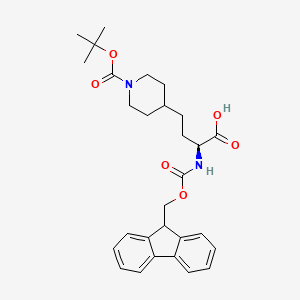 molecular formula C29H36N2O6 B8193690 (S)-2-((((9H-Fluoren-9-yl)methoxy)carbonyl)amino)-4-(1-(tert-butoxycarbonyl)piperidin-4-yl)butanoic acid 