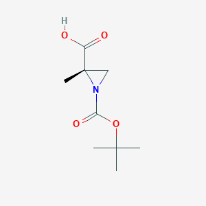 molecular formula C9H15NO4 B8193747 (2S)-2-methyl-1-[(2-methylpropan-2-yl)oxycarbonyl]aziridine-2-carboxylic acid 