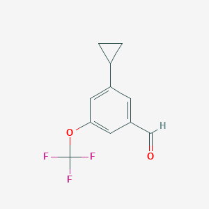 molecular formula C11H9F3O2 B8193774 3-Cyclopropyl-5-(trifluoromethoxy)benzaldehyde 