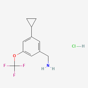 molecular formula C11H13ClF3NO B8193778 (3-Cyclopropyl-5-(trifluoromethoxy)phenyl)methanamine hydrochloride 