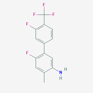 molecular formula C14H10F5N B8193787 3',6-Difluoro-4-methyl-4'-(trifluoromethyl)-[1,1'-biphenyl]-3-amine 