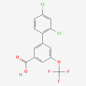 molecular formula C14H7Cl2F3O3 B8193834 2',4'-Dichloro-5-(trifluoromethoxy)-[1,1'-biphenyl]-3-carboxylic acid 