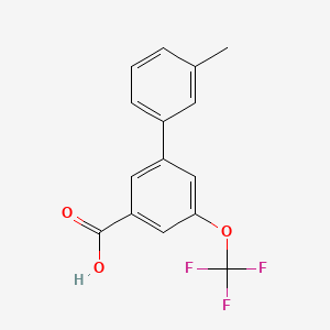 molecular formula C15H11F3O3 B8193840 3'-Methyl-5-(trifluoromethoxy)-[1,1'-biphenyl]-3-carboxylic acid 