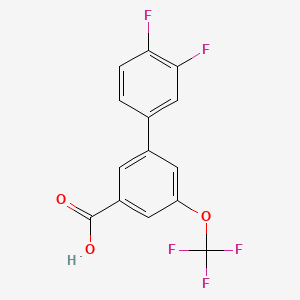 molecular formula C14H7F5O3 B8193853 3',4'-Difluoro-5-(trifluoromethoxy)-[1,1'-biphenyl]-3-carboxylic acid 