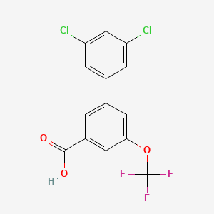 molecular formula C14H7Cl2F3O3 B8193866 3',5'-Dichloro-5-(trifluoromethoxy)-[1,1'-biphenyl]-3-carboxylic acid 