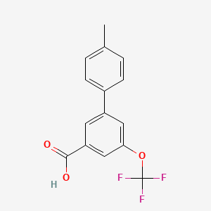 molecular formula C15H11F3O3 B8193873 4'-Methyl-5-(trifluoromethoxy)-[1,1'-biphenyl]-3-carboxylic acid 