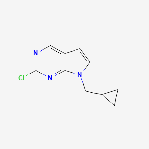 molecular formula C10H10ClN3 B8193953 2-氯-7-(环丙基甲基)-7H-吡咯并[2,3-d]嘧啶 