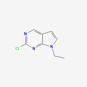 molecular formula C8H8ClN3 B8193968 2-Chloro-7-ethyl-7H-pyrrolo[2,3-d]pyrimidine 