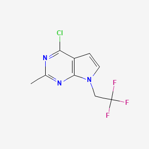 molecular formula C9H7ClF3N3 B8194016 4-Chloro-2-methyl-7-(2,2,2-trifluoroethyl)-7H-pyrrolo[2,3-d]pyrimidine 