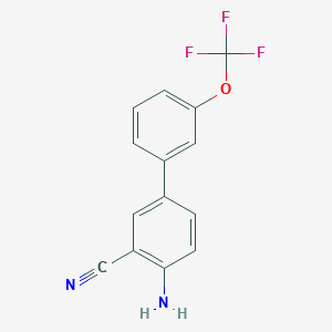 molecular formula C14H9F3N2O B8194038 4-Amino-3'-(trifluoromethoxy)-[1,1'-biphenyl]-3-carbonitrile 