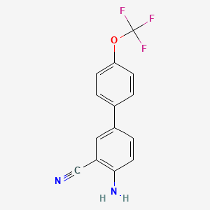 molecular formula C14H9F3N2O B8194078 4-Amino-4'-(trifluoromethoxy)-[1,1'-biphenyl]-3-carbonitrile 