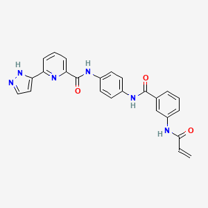 molecular formula C25H20N6O3 B8194130 N-[4-[[3-(prop-2-enoylamino)benzoyl]amino]phenyl]-6-(1H-pyrazol-5-yl)pyridine-2-carboxamide 