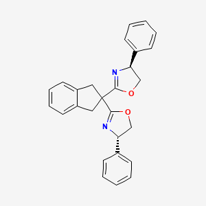 molecular formula C27H24N2O2 B8194142 (4S,4'S)-2,2'-(2,3-Dihydro-1H-indene-2,2-diyl)bis(4-phenyl-4,5-dihydrooxazole) 